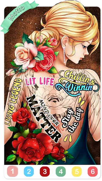 Скачать взломанную Tattoo Coloring games  [МОД Mega Pack] — стабильная версия apk на Андроид screen 5