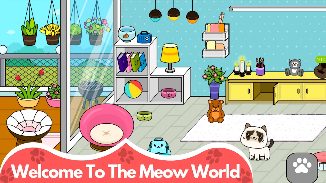 Скачать взлом My Cat Town — Cute Kitty Games  [МОД Много монет] — полная версия apk на Андроид screen 1