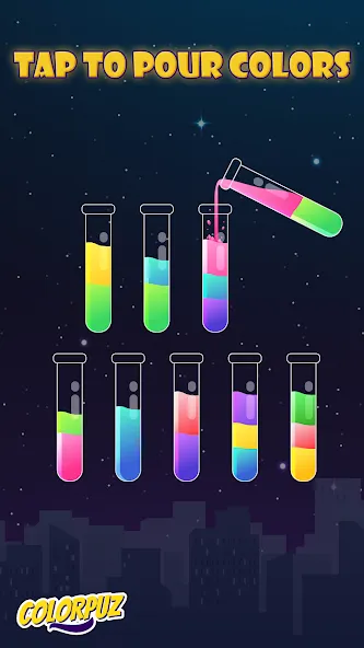 Скачать взломанную Colorpuz — Water Sort Puzzle (Колорпаз)  [МОД Меню] — стабильная версия apk на Андроид screen 1