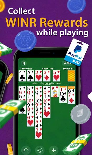 Скачать взлом Solitaire — Make Money  [МОД Menu] — стабильная версия apk на Андроид screen 2