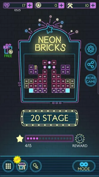 Скачать взломанную Neon bricks  [МОД Бесконечные деньги] — последняя версия apk на Андроид screen 1